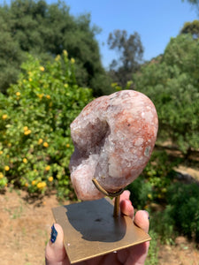 Pink Amethyst Druzy Heart on Stand