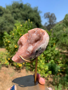 Pink Amethyst Druzy Heart on Stand