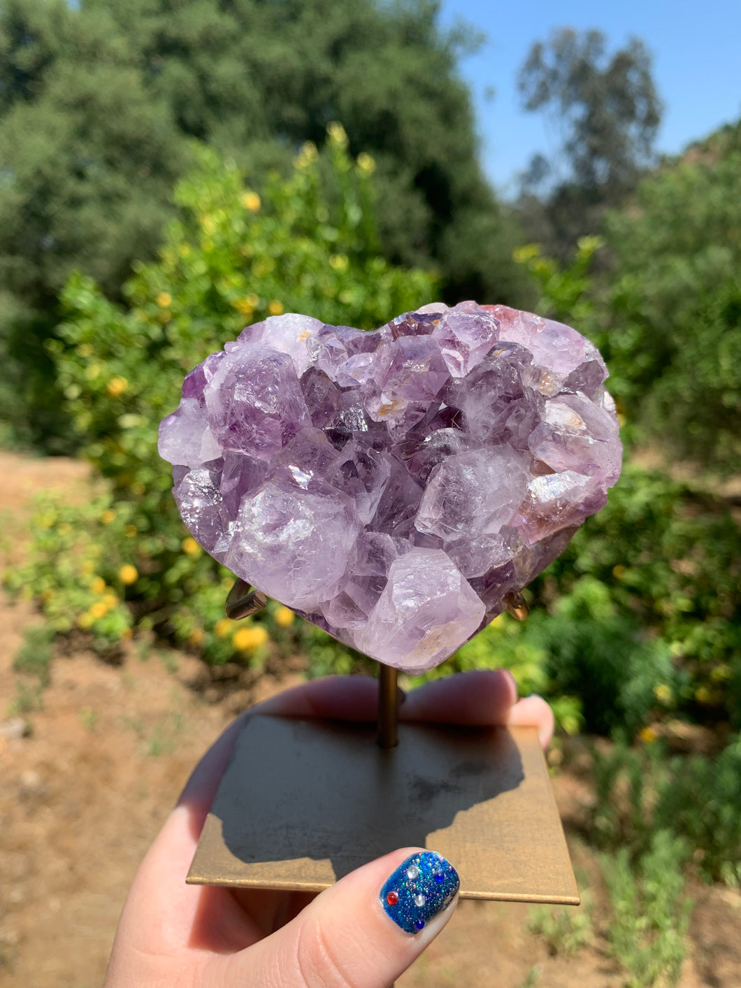 Lavender Pink Amethyst Druzy Heart on Stand