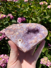 Load image into Gallery viewer, Pink Amethyst Druzy Heart on Stand