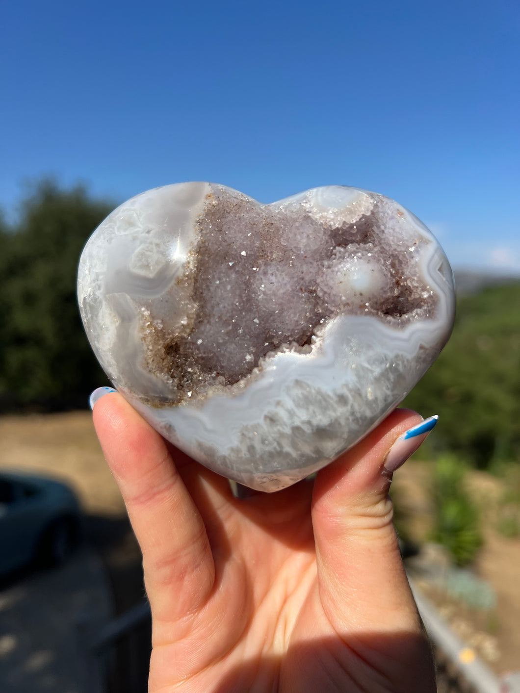 Lavender Botryoidal Agate Heart Flat Back