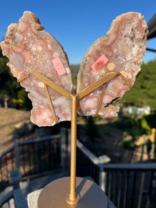 Pink Amethyst Butterfly Wings On Stand