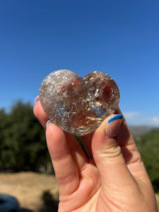 Smokey Citrine Flat Back w Rainbow Heart