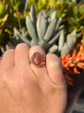 Load image into Gallery viewer, Sunstone Oval Sterling Silver Size 7.5