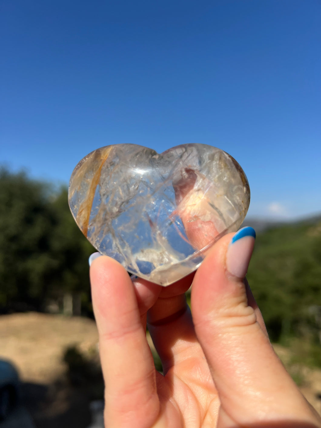 Golden Healer Quartz Flat Back Heart