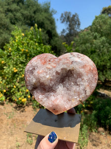 Pink Amethyst Druzy Heart on Stand