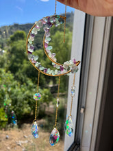 Load image into Gallery viewer, Fluorite Moon Sun Catcher Wall Hanging