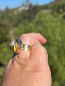 Honey Citrine Gold Electroformed Ring 6+