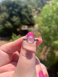 Rose Quartz Sterling Silver Ring Size 8.5