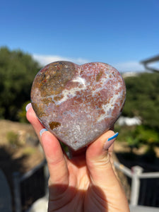 Pink Ocean Jasper Puffy Heart