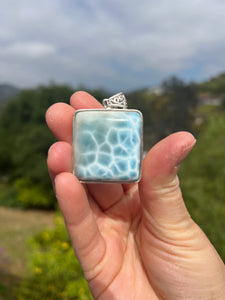 Larimar Square Sterling Silver Pendant