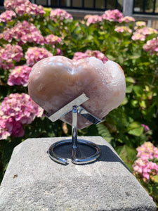 Pink Amethyst Druzy Heart on Stand