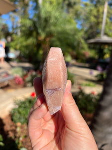 Pink Amethyst Flower Agate Heart w Stand