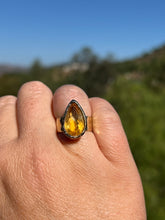 Load image into Gallery viewer, Honey Citrine Gold Electroformed Ring 6+