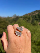 Load image into Gallery viewer, Geode Druzy Twin Gold Electroformed Ring Size 8