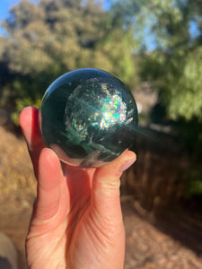 Blue Green Rainbow Filled Fluorite Sphere