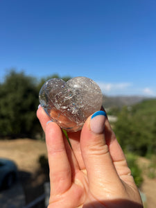 Smokey Citrine Flat Back w Rainbow Heart