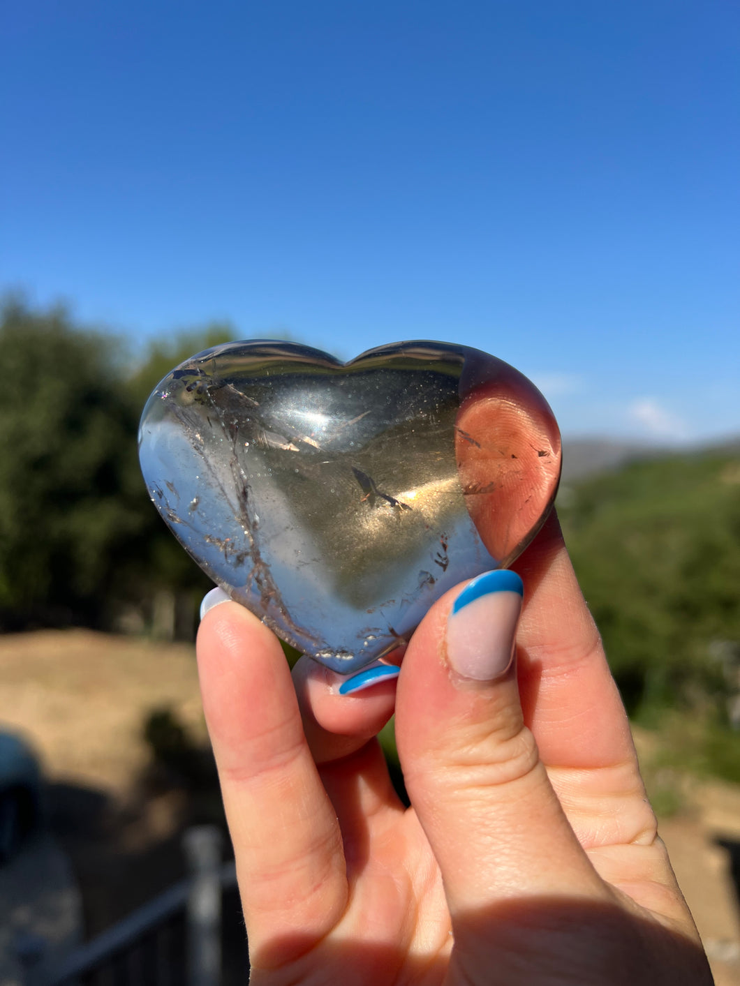 Citrine Smokey Quartz Flat Back Heart