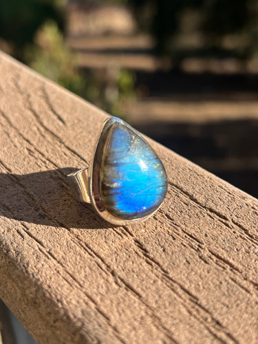 Labradorite Teardrop Sterling Silver Ring