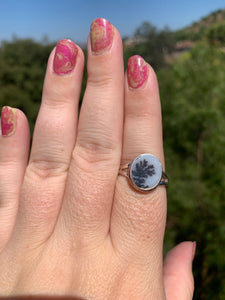 Dendritic Agate Sterling Silver Ring Size 11