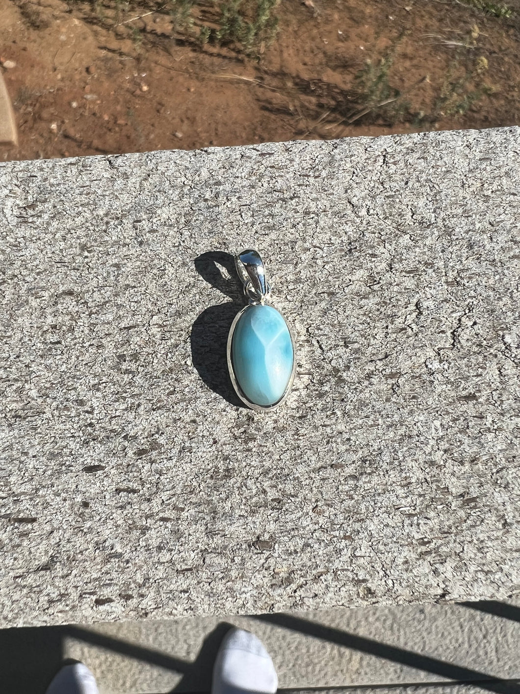 Larimar Oval Sterling Silver Pendant