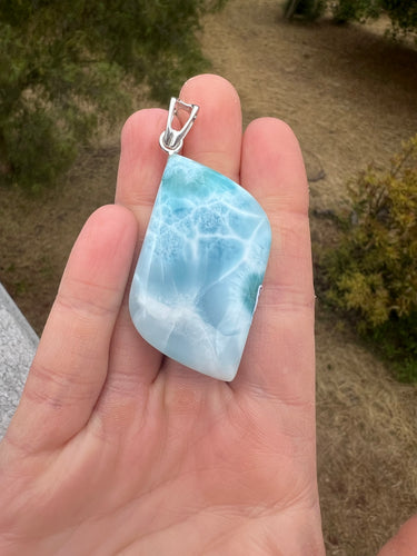 Larimar Swirl Design Sterling Silver Pendant