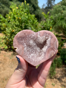 Lavender Pink Amethyst Druzy Heart on Stand