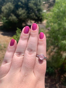 Rose Quartz Sterling Silver Ring Size 8.5