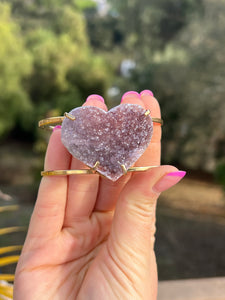 Amethyst Heart Gold Cuff