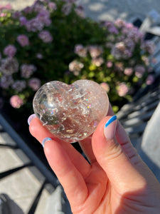 Smokey Citrine Flat Back w Rainbow Heart