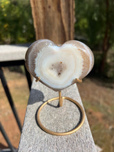 Load image into Gallery viewer, Agate Druzy Heart on stand