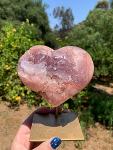 Lavender Pink Amethyst Druzy Heart on Stand