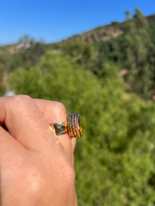 Honey Citrine Faceted 24kt Gold Overlay Adjustable Ring 6+