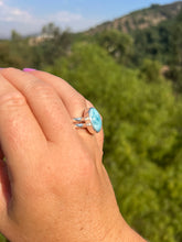 Load image into Gallery viewer, Larimar Oval And Amber Reversible Sterling Silver Ring Size 9