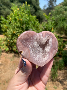 Lavender Pink Amethyst Druzy Heart on Stand