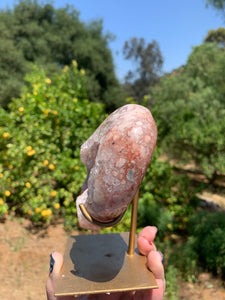 Pink Amethyst Druzy Heart on Stand