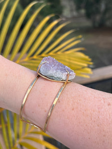 Amethyst Heart Gold Cuff