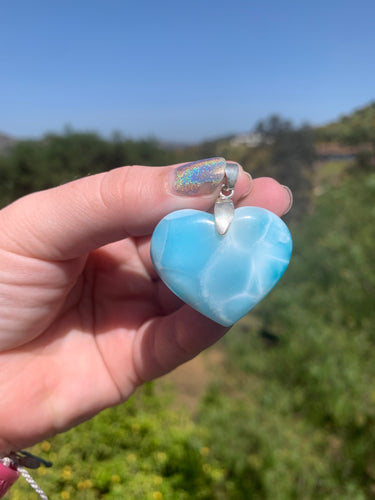 Larimar Heart Sterling Silver Pendant