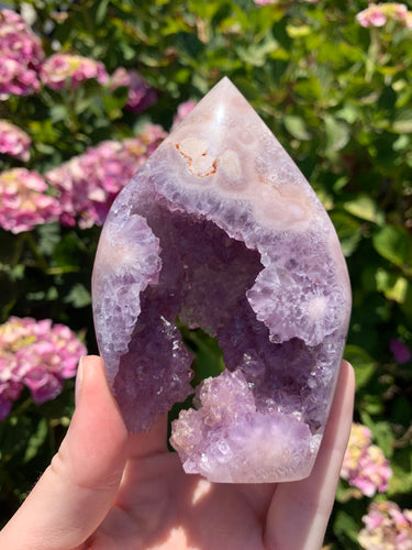 Pink Amethyst Druzy Flame