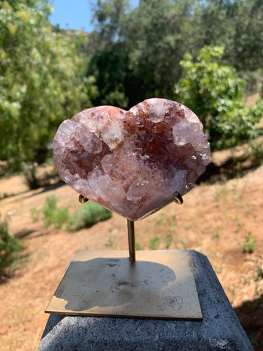 Lavender Pink Amethyst Druzy Heart on Stand