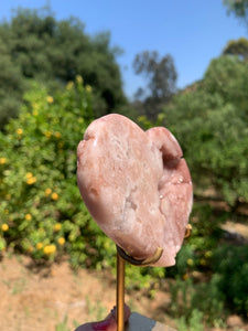 Pink Amethyst Druzy Heart on Stand