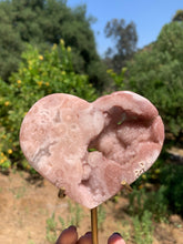 Load image into Gallery viewer, Pink Amethyst Druzy Heart on Stand