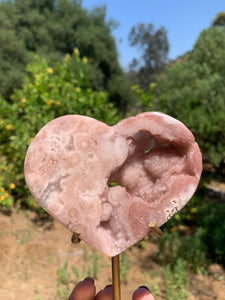 Pink Amethyst Druzy Heart on Stand