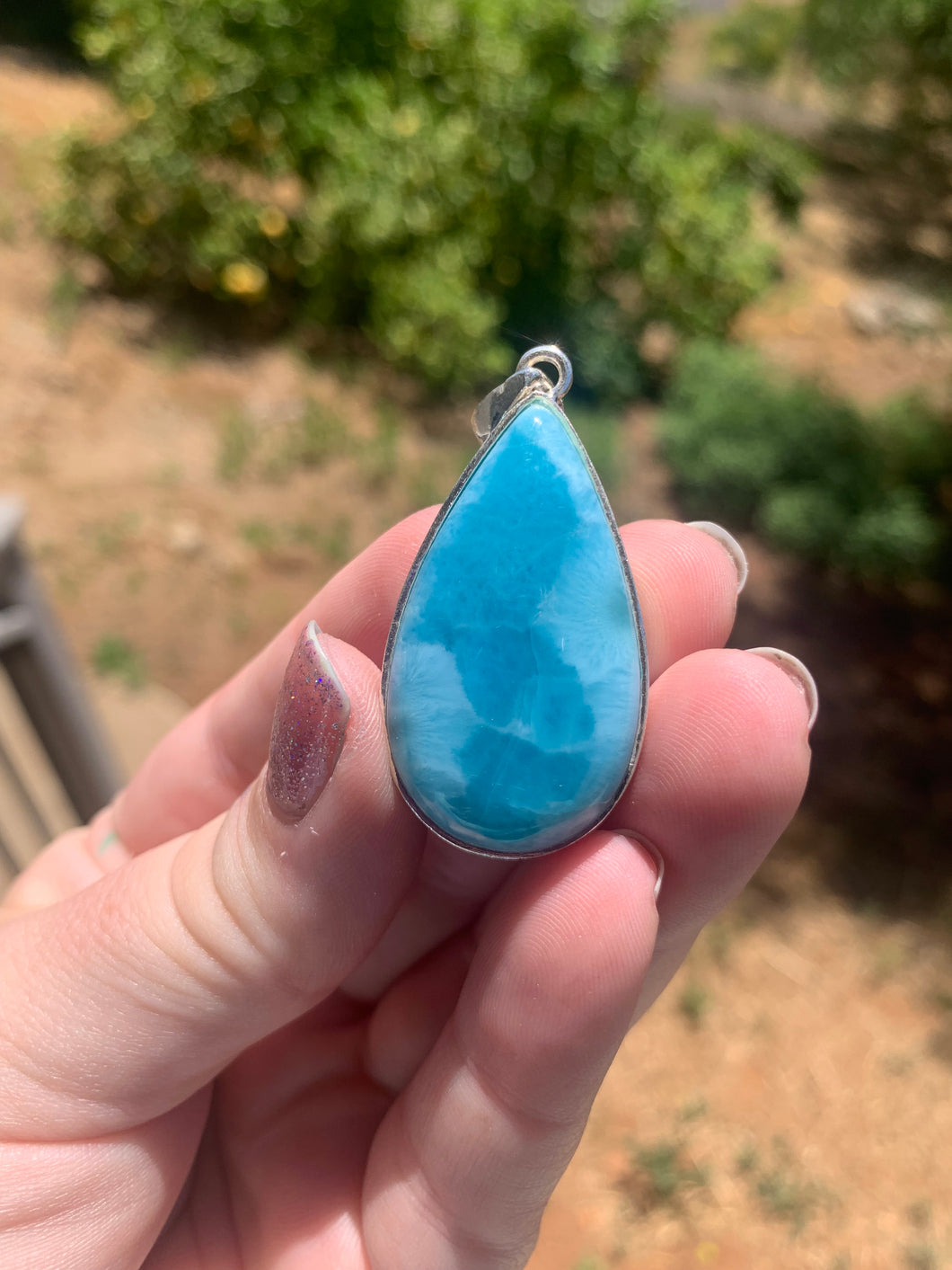 Larimar Sterling Silver Tear Drop Pendant Grade AAA