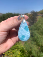 Load image into Gallery viewer, Larimar Rounded Teardrop Sterling Silver Pendant