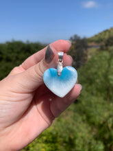 Load image into Gallery viewer, Larimar Heart Polished Cabbed Sterling Silver Pendant