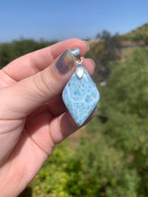 Load image into Gallery viewer, Larimar Rounded Diamond Sterling Silver Pendant