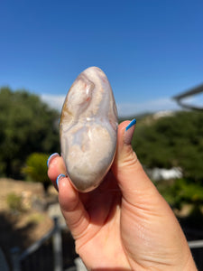 Carnelian Flower Agate Puffy Heart