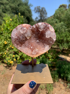 Lavender Pink Amethyst Druzy Heart on Stand