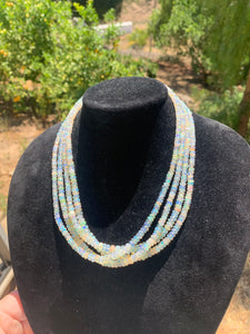 Ethiopian Opal Faceted Necklaces 18” Sterling Silver